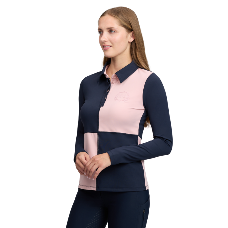 LeMieux Harlequin Rugby Shirt Base Layer - Petal/Navy-2