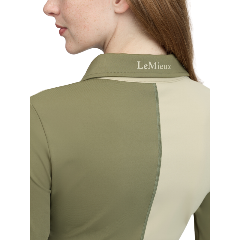 LeMieux Harlequin Rugby Shirt Base Layer - Willow/Pear-2