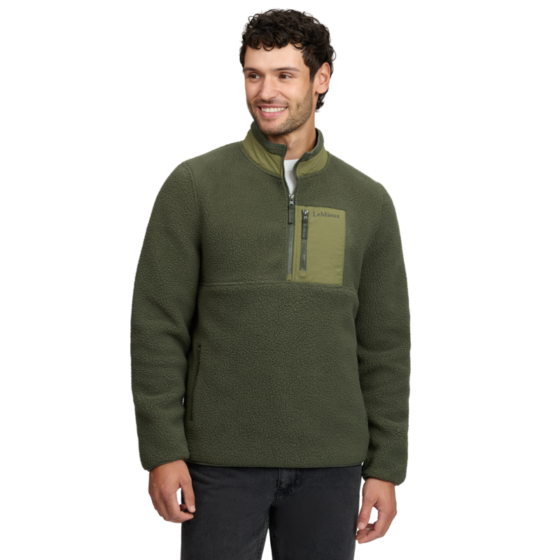 LeMieux Men's Borg Half Zip Sweat - Olive-1
