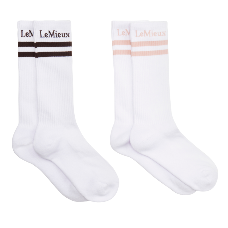 LeMieux Tall Crew Socks 2 Pack - White-2