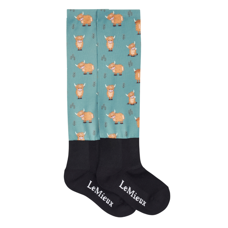 LeMieux Footsie Socks - Highland Cow Aloe-2