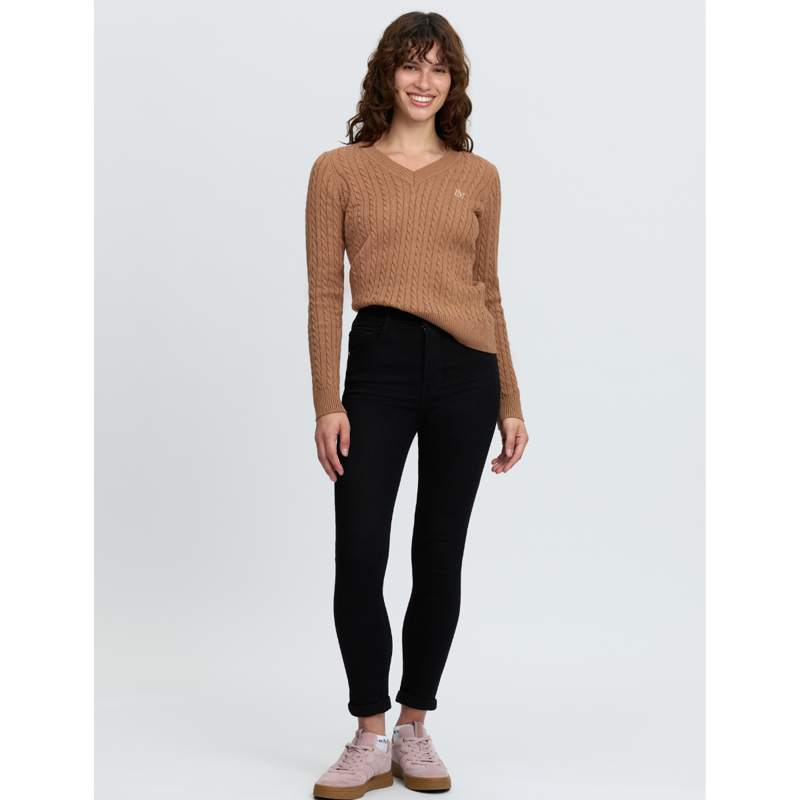 LeMieux Cora Cable V-Neck Knit Jumper - Caramel-2