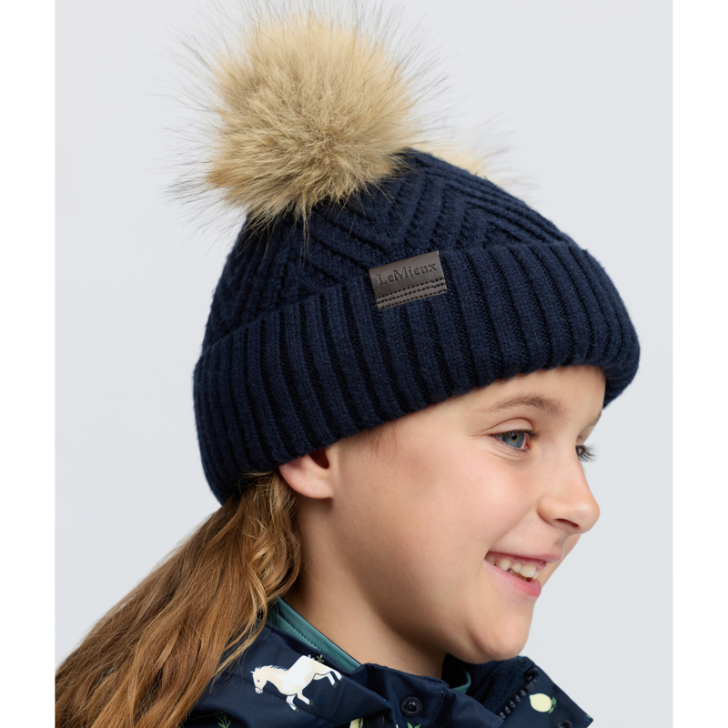 LeMieux Mini Double Pom Beanie - Navy-2