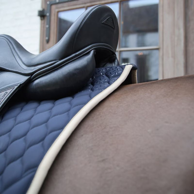Kentucky Softshell Onion Quilt Dressage Saddlepad - Navy/Beige-2