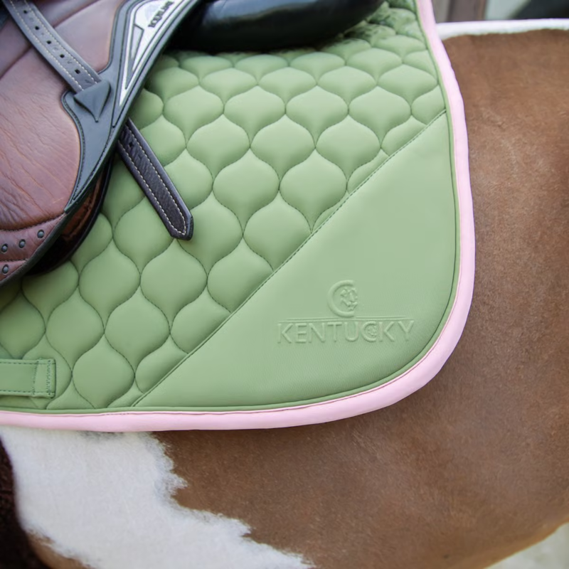 Kentucky Softshell Onion Quilt Jumping Saddlepad Full - Khaki/Old Rose-2