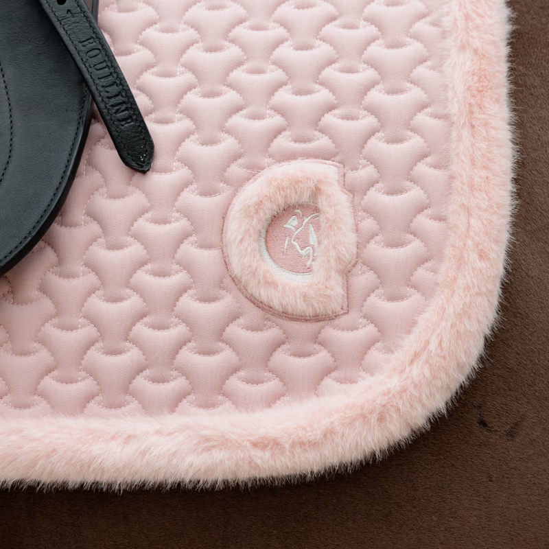 Kentucky Fake Fur Plaited Quilt Dressage Saddlepad Full - Old Rose-2