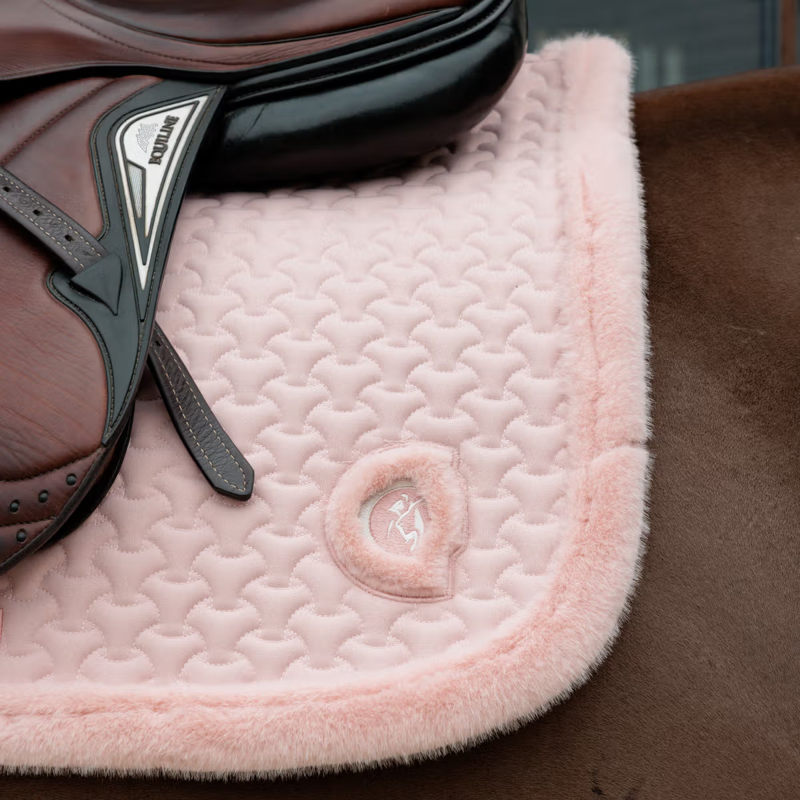 Kentucky Fake Fur Plaited Quilt Jumping Saddlepad Full - Old Rose-2