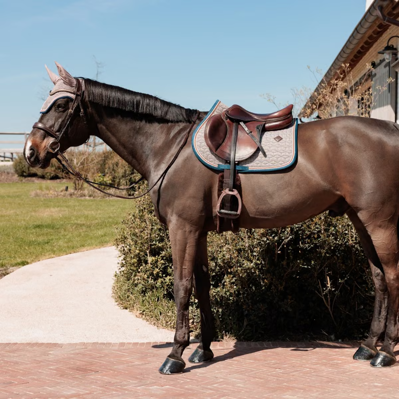 Kentucky Pied-de-Poule Jumping Saddlepad Full - Bordeaux Navy-2