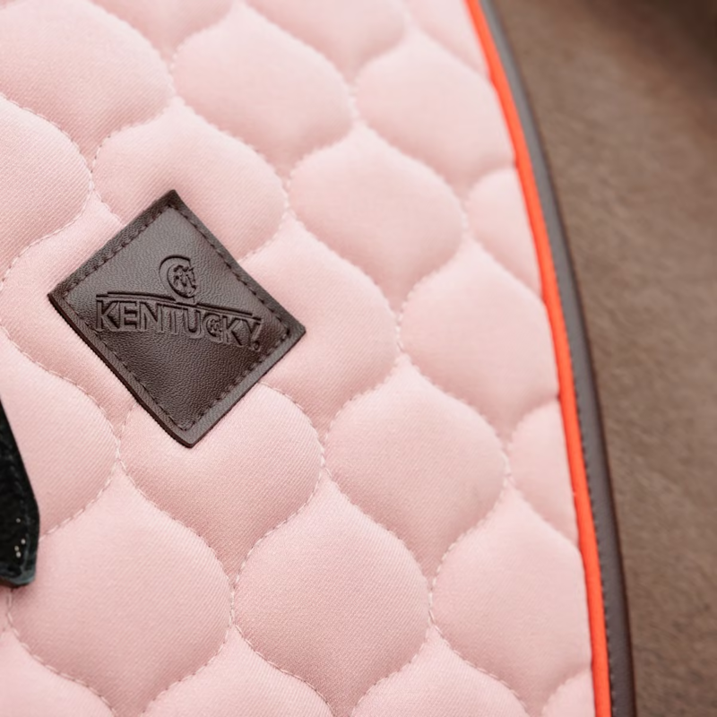 Kentucky Onion Quilt Neon Leather Dressage Saddlepad Full - Old Rose-2