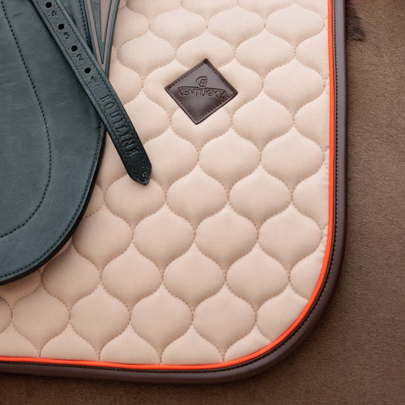 Kentucky Onion Quilt Neon Leather Dressage Saddlepad Full - Beige-2