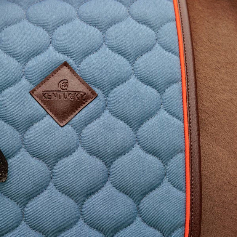 Kentucky Onion Quilt Neon Leather Dressage Saddlepad Full - Blue-2