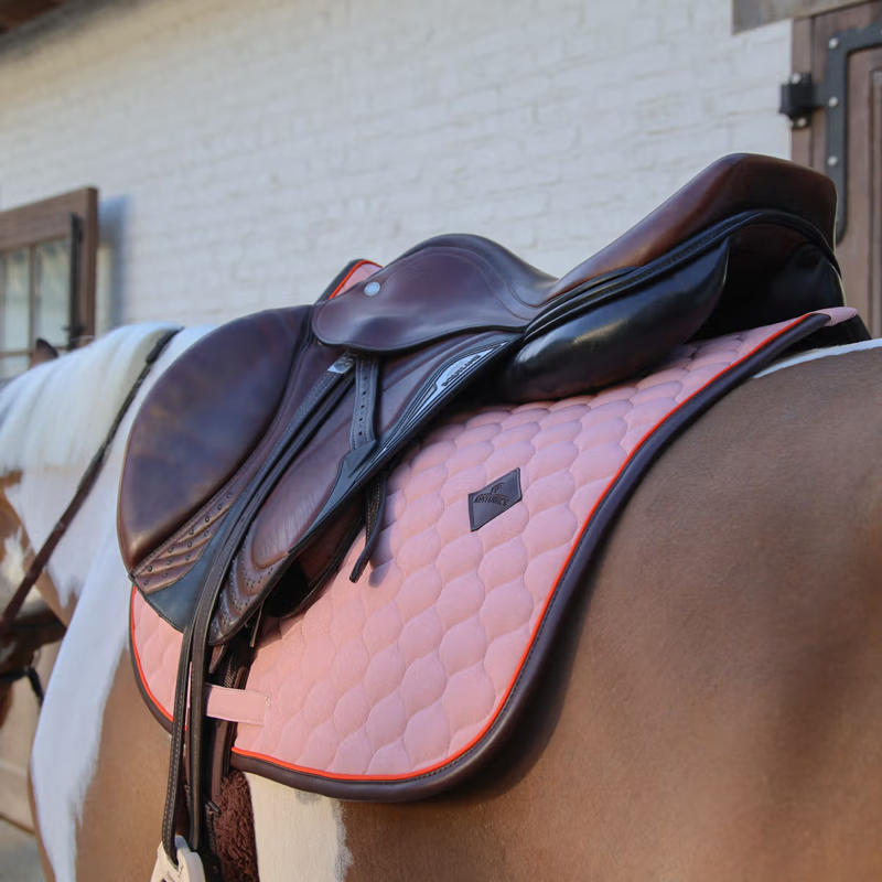 Kentucky Onion Quilt Neon Leather Jumping Saddlepad Full - Old Rose-2