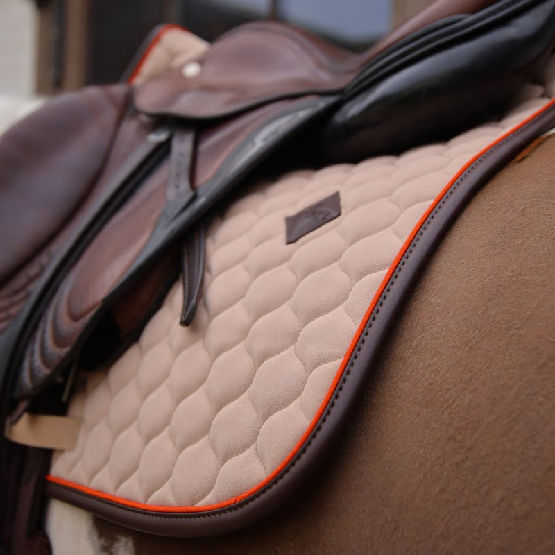 Kentucky Onion Quilt Neon Leather Jumping Saddlepad Full - Beige-2
