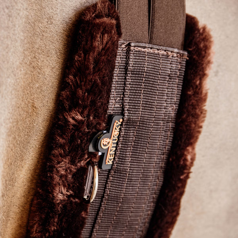 Kentucky Sheepskin Elasticated Girth - Brown/Brown-2