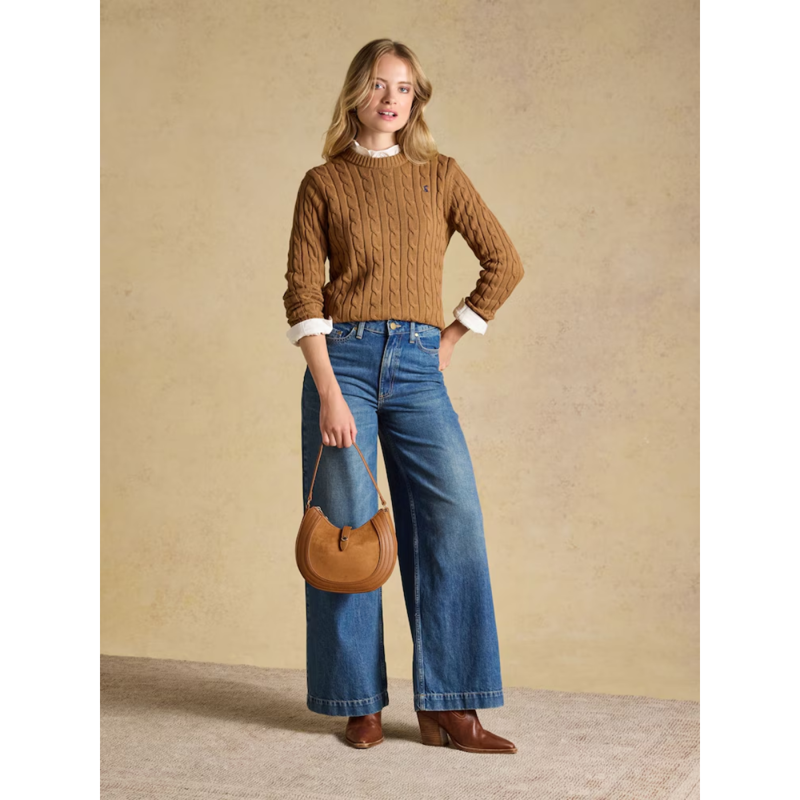 Joules Ladies Classic Cable Jumper - Camel-2