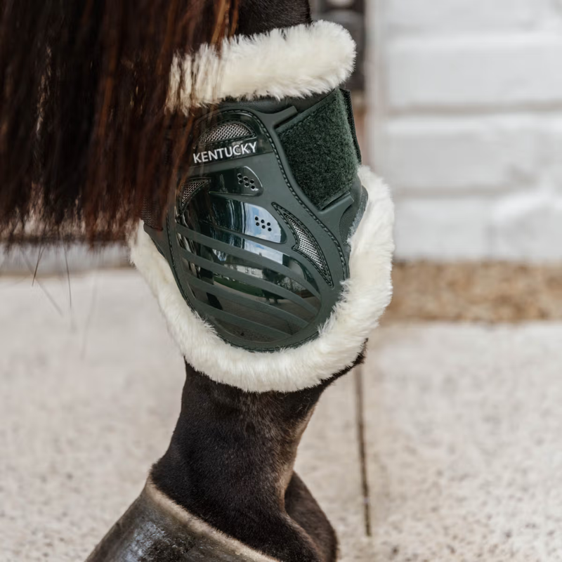 Kentucky Vegan Sheepskin Young Horse Fetlock Boots - Dark Green-2