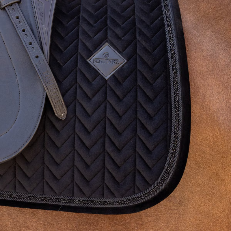 Kentucky Mini Pearls Velvet Dressage Saddlepad Full - Black-3