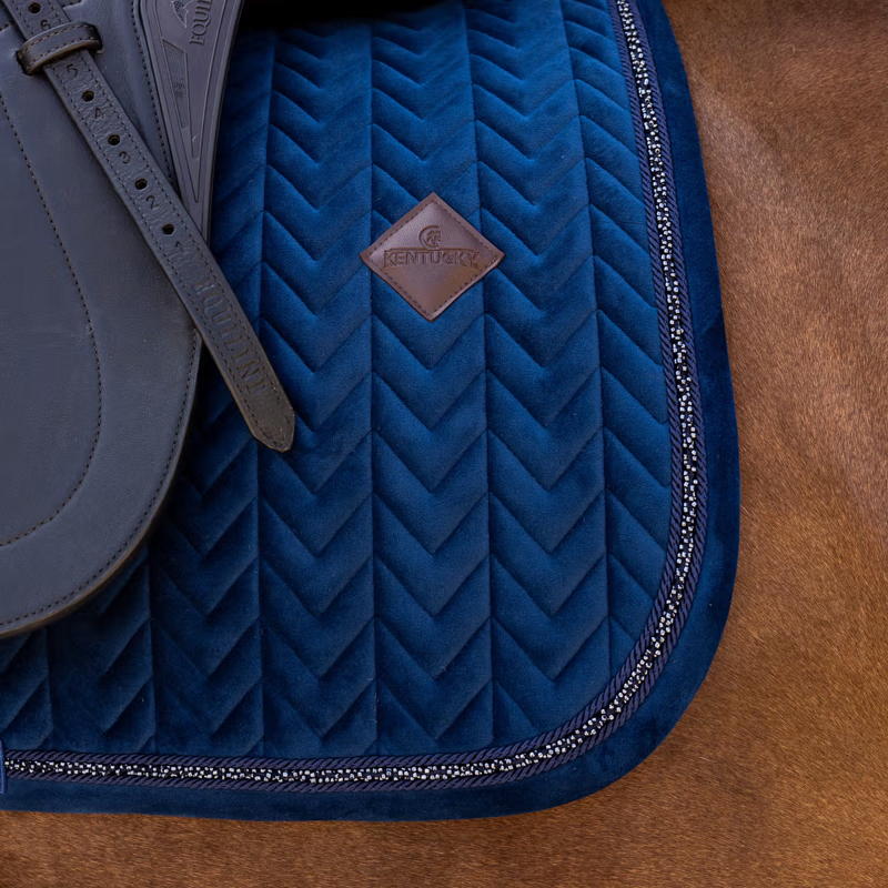 Kentucky Mini Pearls Velvet Dressage Saddlepad Full - Navy-2