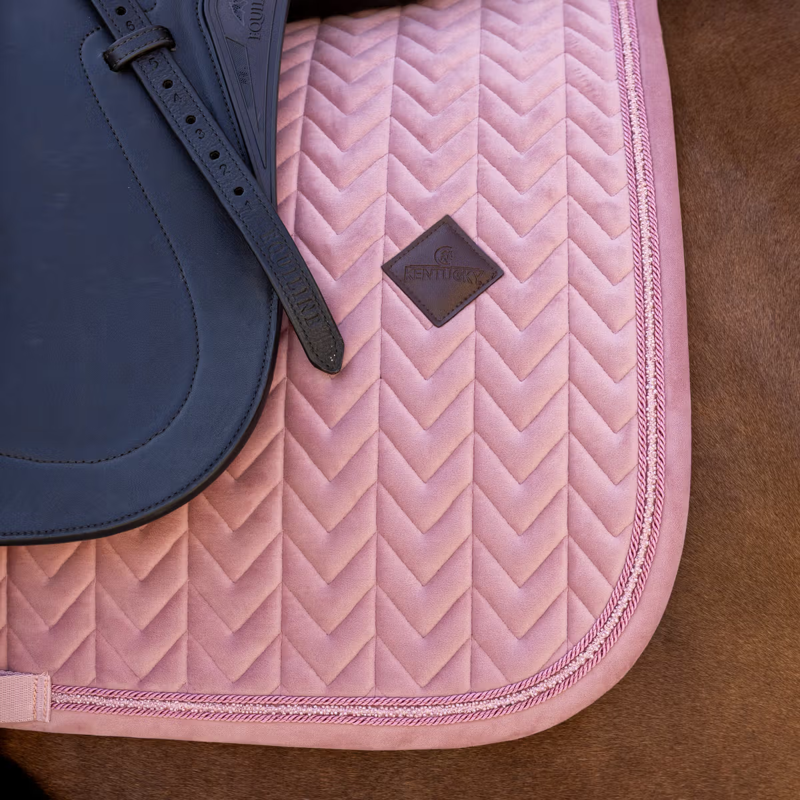Kentucky Mini Pearls Velvet Dressage Saddlepad Full - Old Rose-2
