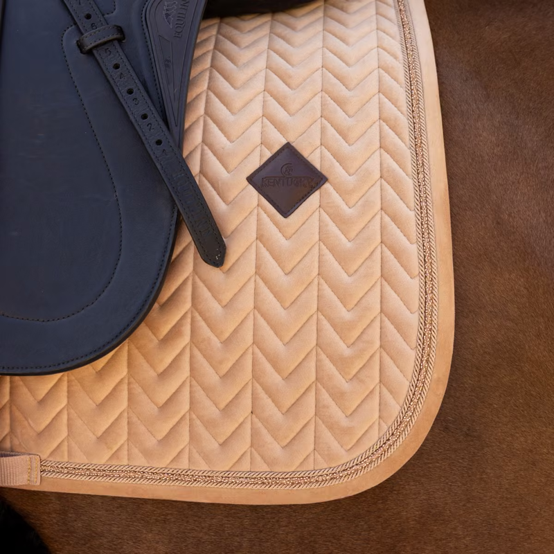 Kentucky Mini Pearls Velvet Dressage Saddlepad Full - Beige-2