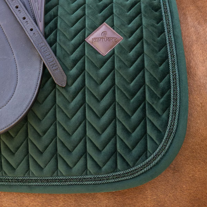 Kentucky Mini Pearls Velvet Dressage Saddlepad Full - Pine Green-2