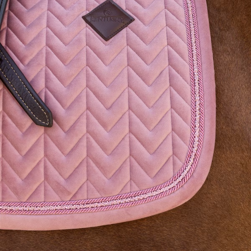 Kentucky Mini Pearls Velvet Show Jumping Saddlepad - Old Rose-2