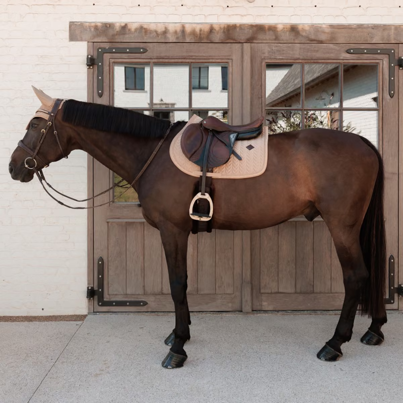 Kentucky Mini Pearls Velvet Show Jumping Saddlepad - Beige-2