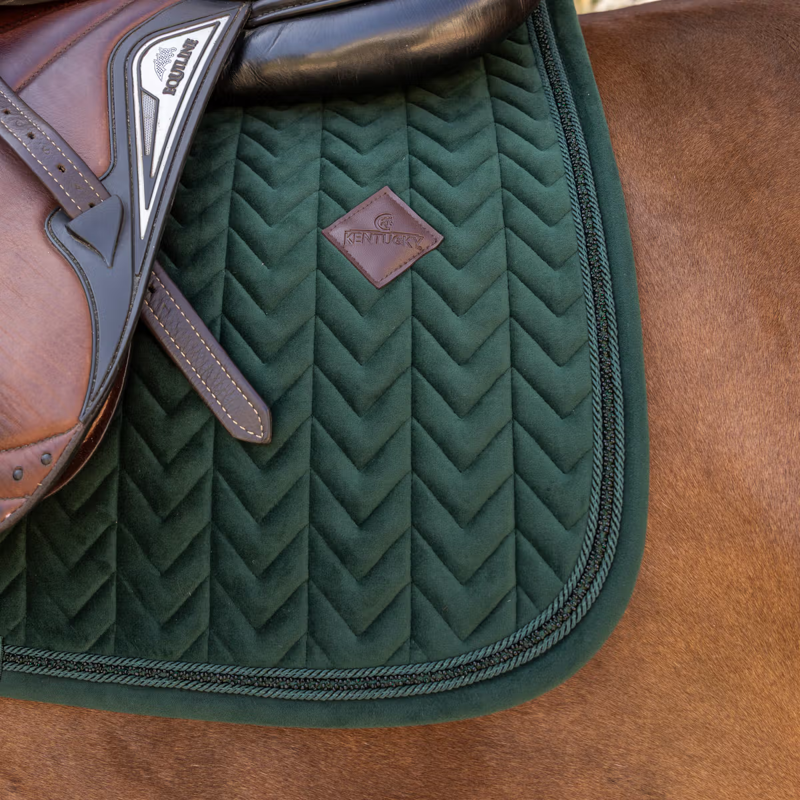 Kentucky Mini Pearls Velvet Show Jumping Saddlepad - Pine Green-2