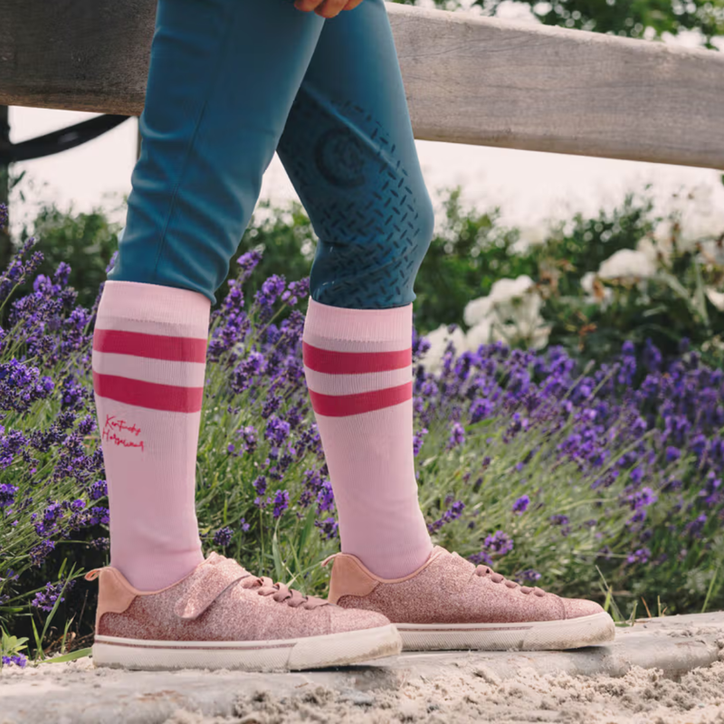 Kentucky Kids Striped Socks 2 Pack - Navy/Light Rose-2