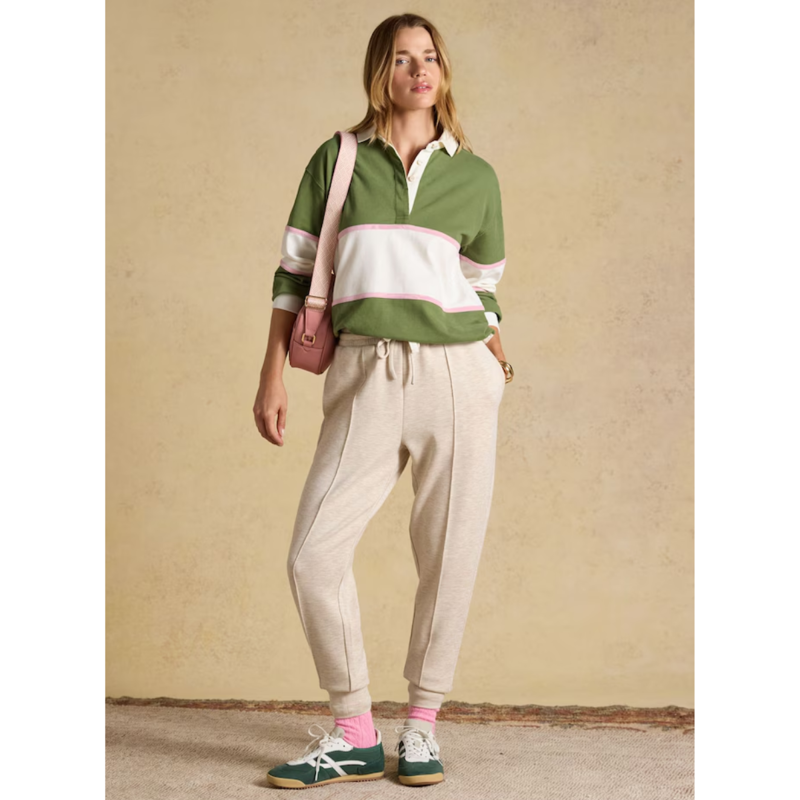 Joules Ladies Jersey Deck Shirt - Green/Cream Stripe-7