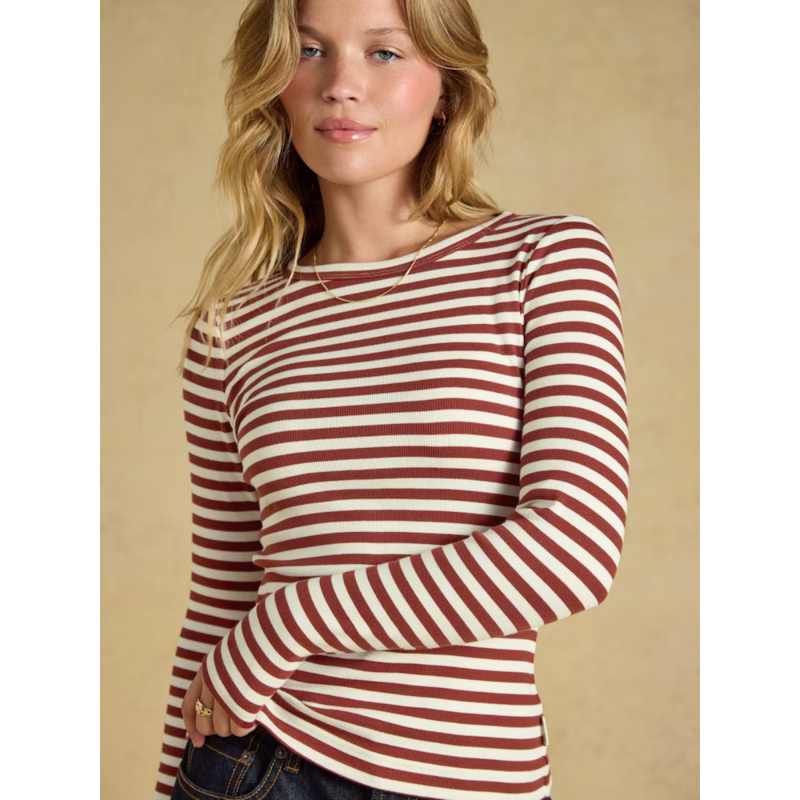 Joules Ladies Sophie T-Shirt - Russet Creme-2