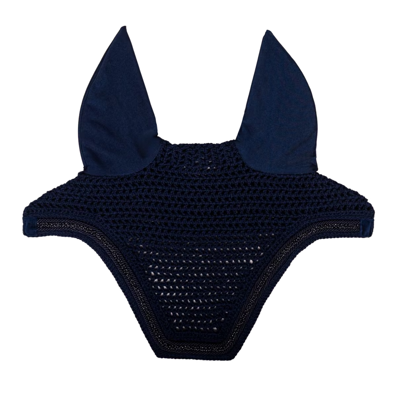 Kentucky Soundless Mini Pearls Velvet Wellington Fly Veil Full - Navy-3