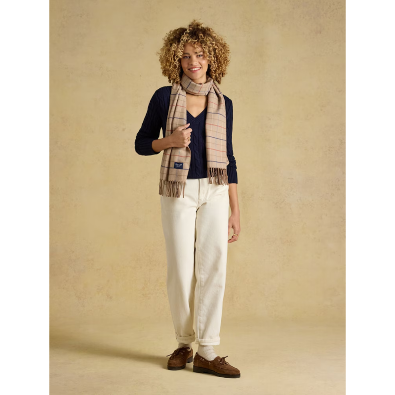 Joules Ladies Langtree Scarf - Neutral Check-2