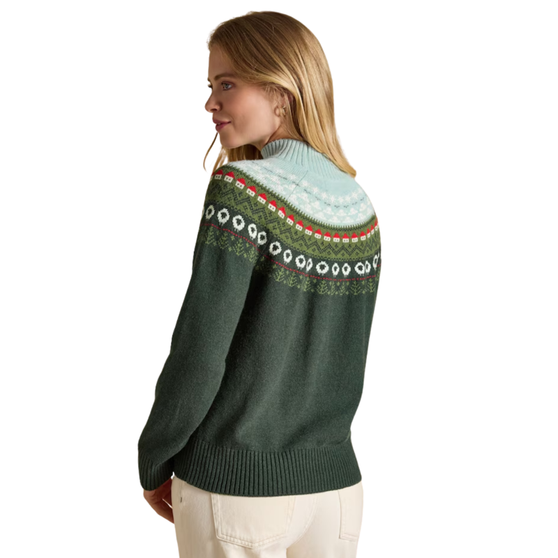 Joules Ladies Landscape Fairisle Jumper - Green-1
