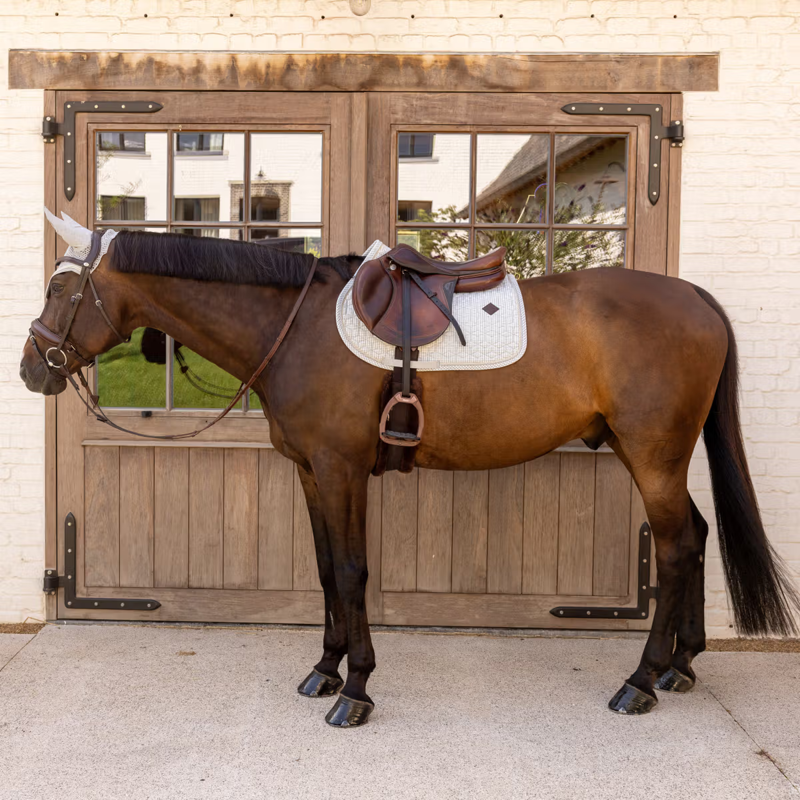 Kentucky Velvet Pied-De-Poule Printing Jumping Saddlepad - Grey/White-2