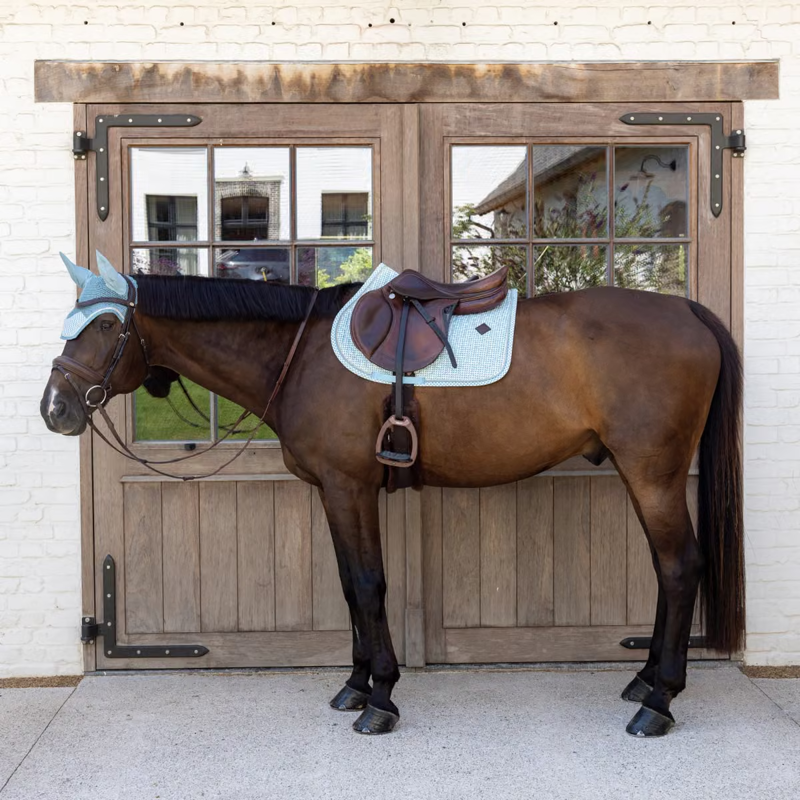 Kentucky Velvet Flags Printing Jumping Saddlepad - Light Blue-2