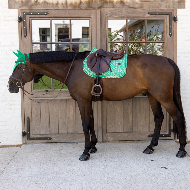Kentucky Velvet Maze Cipher Printing Jumping Saddlepad - White/Green-2