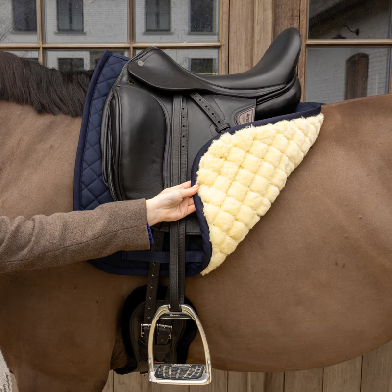 Kentucky Sheepskin Skin Friendly Diamond Dressage Saddlepad Full - Navy-2