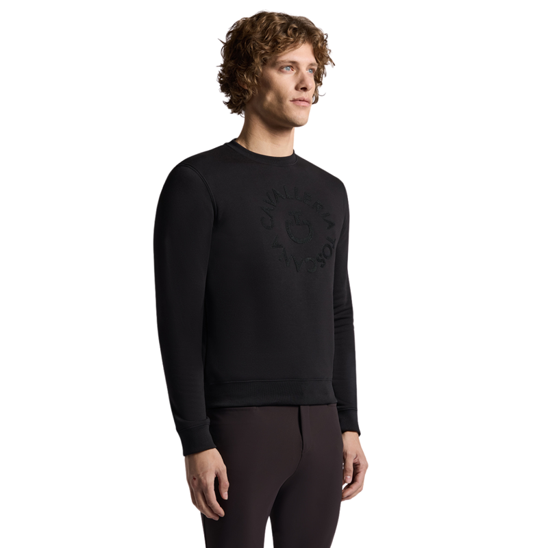 Cavalleria Toscana Men's Cotton Crew Neck Sweatshirt - Black