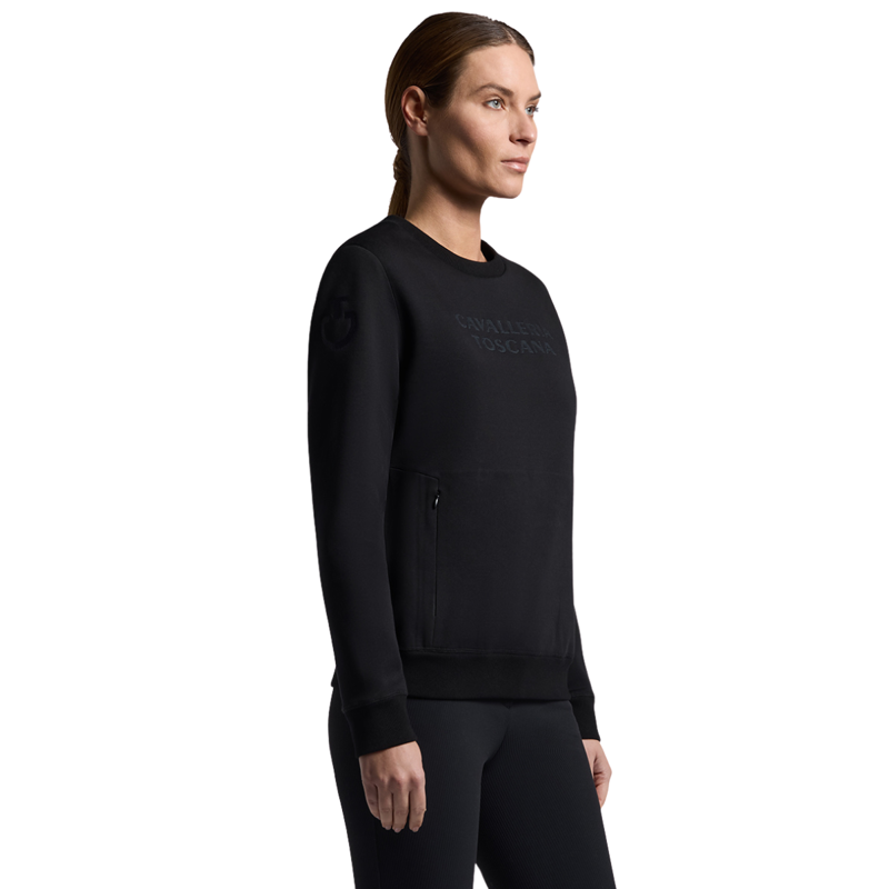 Cavalleria Toscana Women's Technical Crew Neck Hoodie - Black