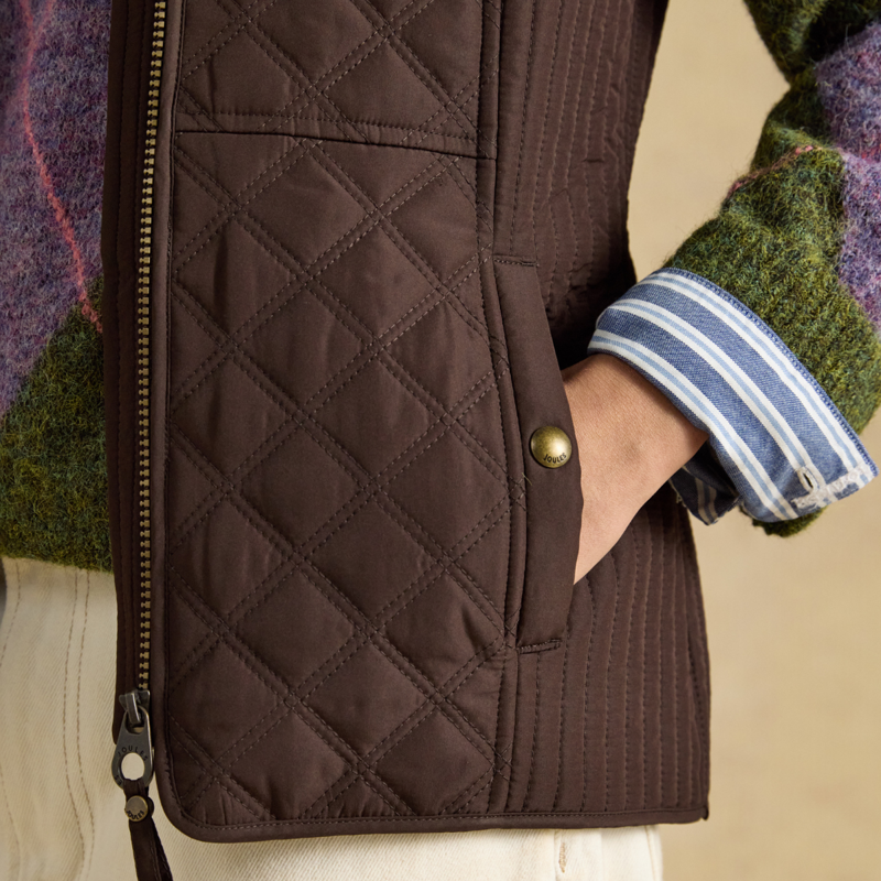 Joules Ladies Minx Gilet - Chocolate Brown-3