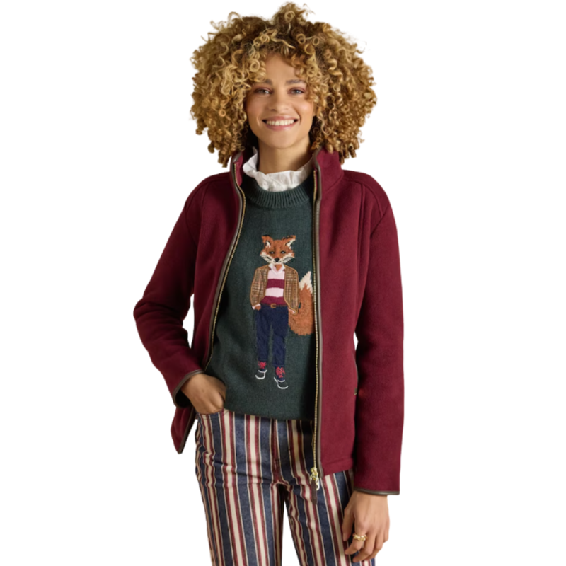 Joules Ladies Heritage Full Zip Fleece - Red-1