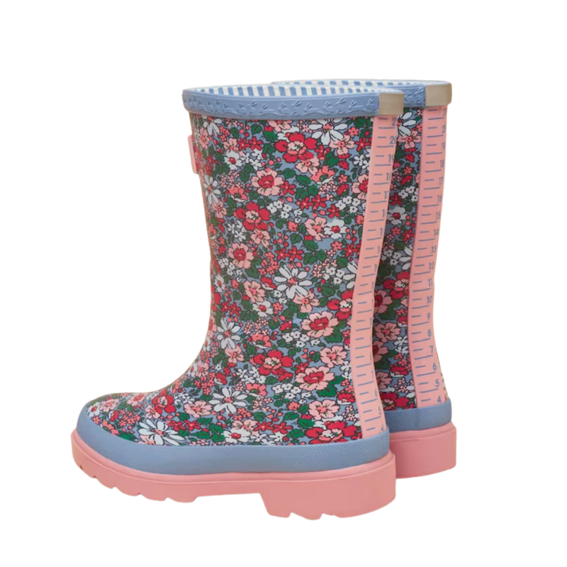 Joules Girls' Welly Print Wellies - Blue Floral-2