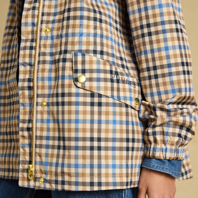 Joules Ladies Everdry Coat - Tan Check-4