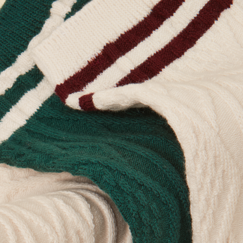 Joules Ladies Cable Volley 2 Pack Socks - Cream/Green-2