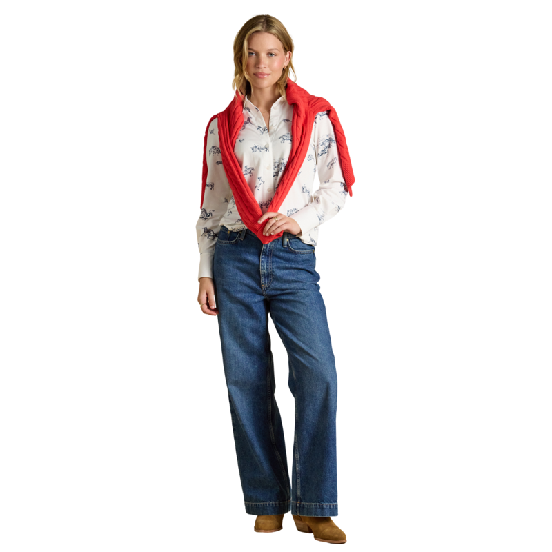 Joules Ladies Charlotte Shirt - White Western-5