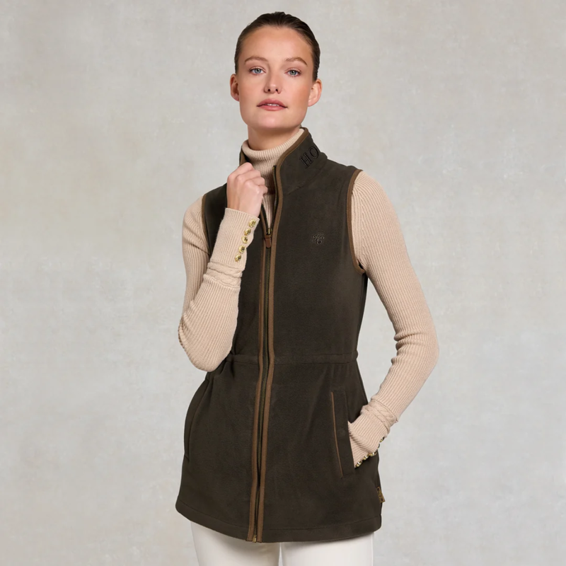 Holland Cooper Country Longline Fleece Gilet - Khaki