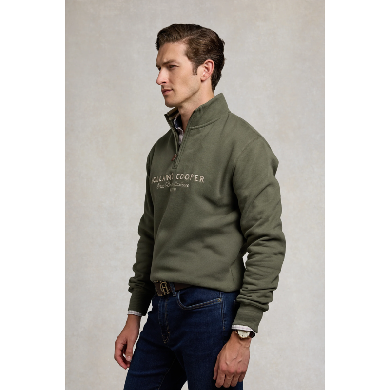 Holland Cooper Men's Heritage Quarter Zip Sweat - Khaki-1