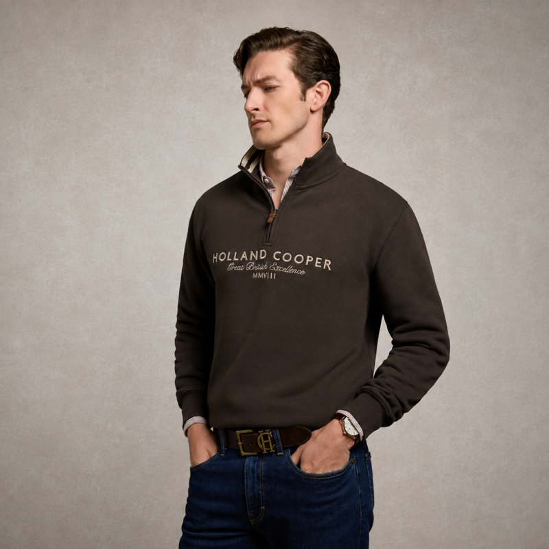 Holland Cooper Men's Heritage Quarter Zip Sweat - Bournville