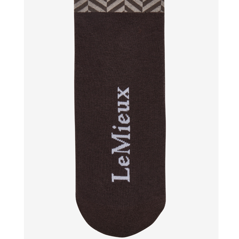LeMieux Heritage Footsie Socks Herringbone - Cocoa-2